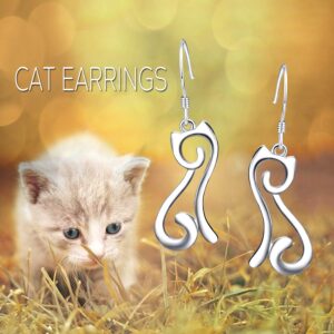 Cat Earrings Gifts for Women Sterling Silver Cute Animals Filigree Cats Dangle Earrings Jewelry Gifts for Girls