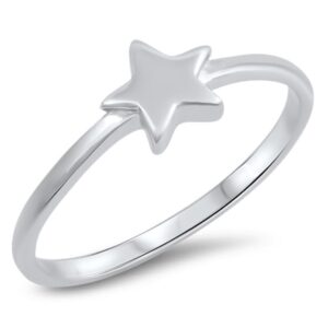 closeoutwarehouse 925 sterling silver high polished star plain solitaire ring size 7