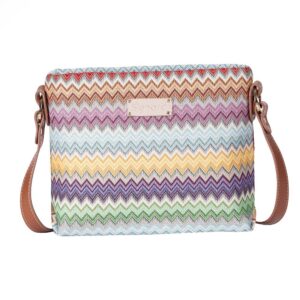 signare tapestry crossbody bag shoulder purse for women in aztec zigzag rainbow design (xb02-azt)