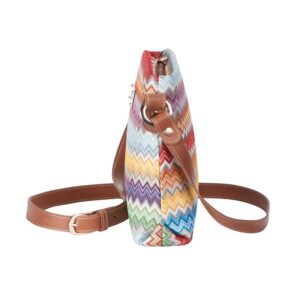 Signare Tapestry Crossbody Bag Shoulder Purse for Women In Aztec Zigzag Rainbow Design (XB02-AZT)