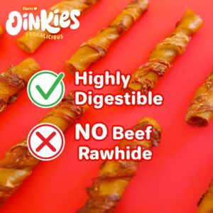 Hartz Oinkies Porkalicious Smoked Pig Skin Chicken Jerky Twists Dog Treats, 8 Count