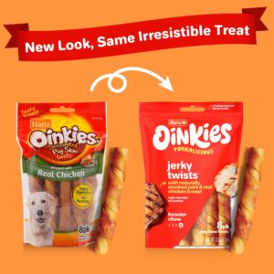 Hartz Oinkies Porkalicious Smoked Pig Skin Chicken Jerky Twists Dog Treats, 8 Count