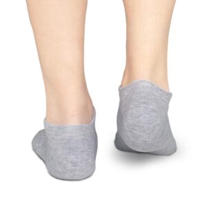 BERING Women's Athletic Cushion Low Ankle Socks, White/Grey, Size 6-9, 6 Pairs