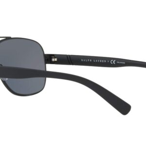 Polo Ralph Lauren Mens PH3110 Aviator Sunglasses, Semi-Shiny Black/Polarized Grey, 60 mm