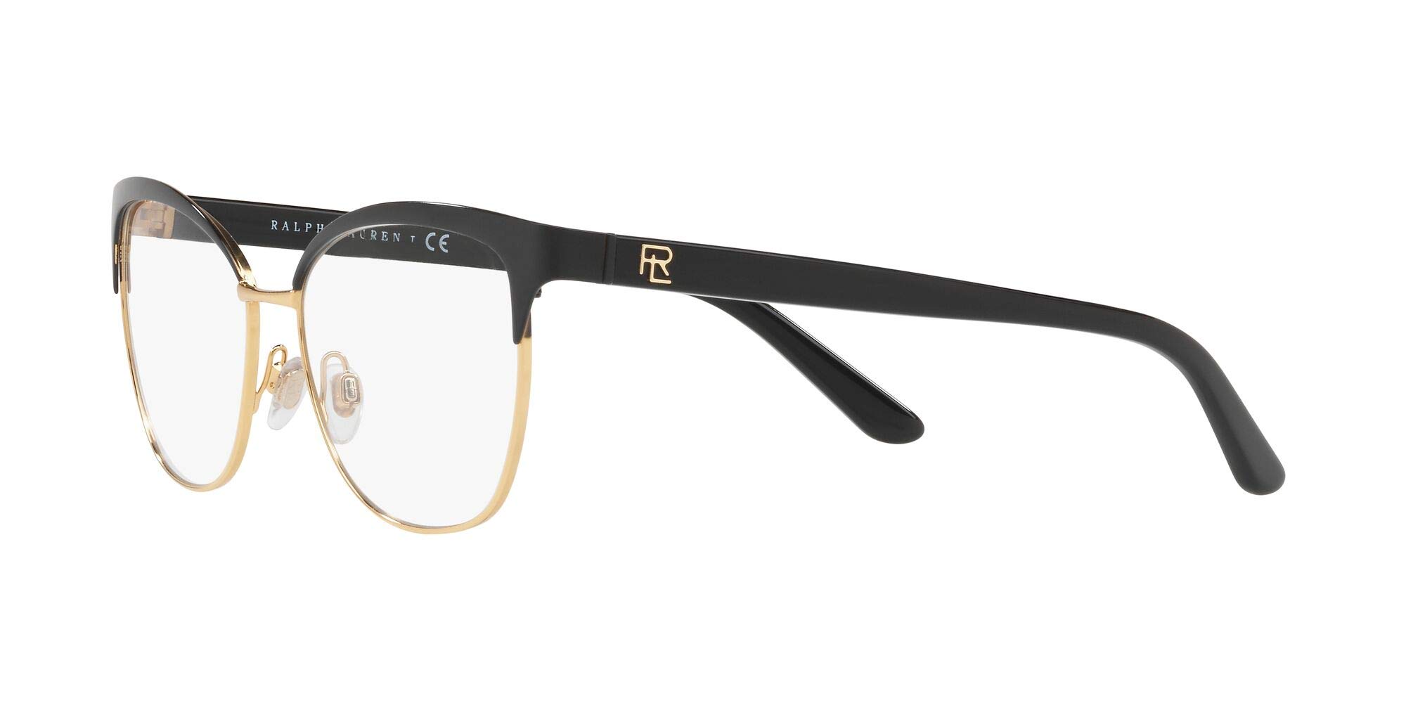 Ralph by Ralph Lauren Women's RL5099 Metal Cat Eye Prescription Eyeglass Frames, Black/Demo Lens, 52 mm