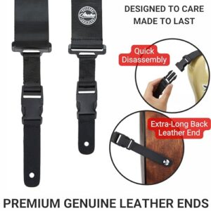 Amumu Snapclock Guitar Strap with Clip Black Nylon for Acoustic Guitar Electric Guitar and Bass Guitar include Strap Blocks & Headstock Strap Tie - 2" Wide