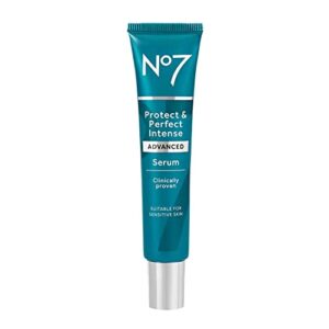 no7 protect & perfect intense advanced serum - anti-aging face serum that visibly smoothes & firms fine lines and wrinkles - formulated with hyaluronic acid and matrix 3000+ technology (1 fl oz)