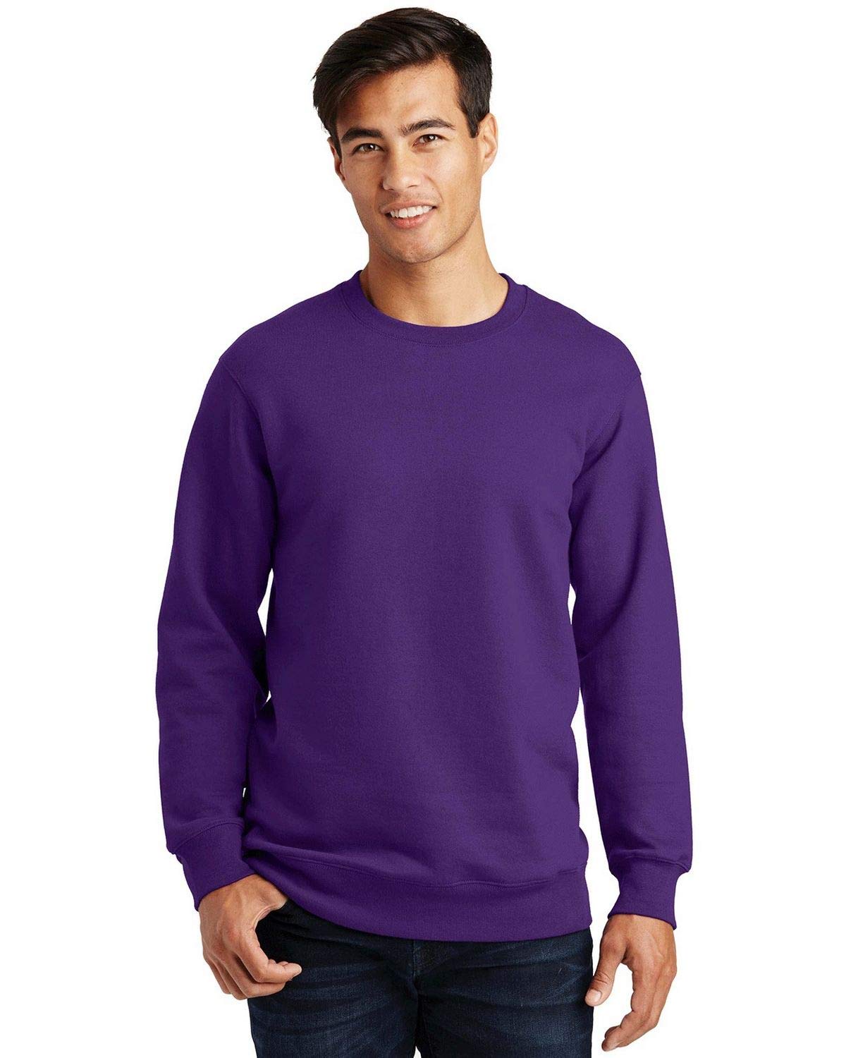 Port & Company Fan Favorite Fleece Crewneck Sweatshirt S Team Purple