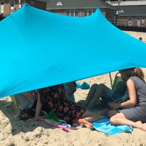 eZthings® UV Light Sun shade Protection Beach Shelters - Lightweight Tent Canopy with Sandbag Anchors (Light Blue, 7.5 x 7.5 ft - 6 ft Tall)