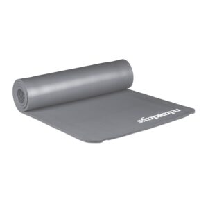 Relaxdays Unisex Adult Yoga Mat 1cm Thick Pilates Fitness Joint-friendly with Carry Strap Gym Mat 60x180cm Grey 1 Piece