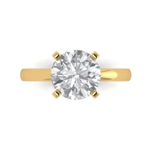 3 ct brilliant round cut clear simulated diamond 14k yellow gold solitaire engagement promise bridal ring size 3.5