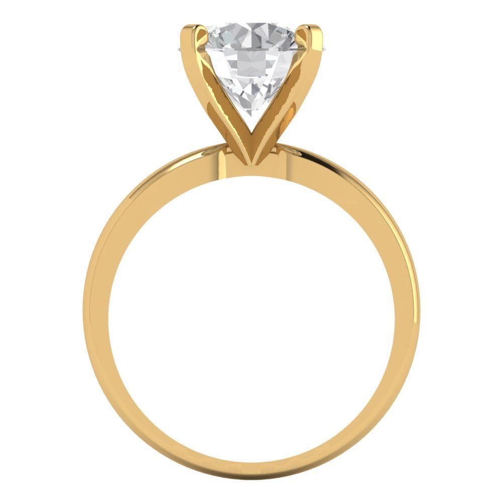 3 Ct Brilliant Round Cut Clear Simulated Diamond 14K Yellow Gold Solitaire Engagement Promise Bridal Ring Size 3.5