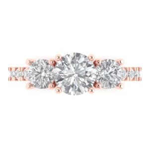 clara pucci 2.02 ct round cut clear simulated diamond 14k rose gold solitaire with accents 3 stone engagement promise ring sz 8