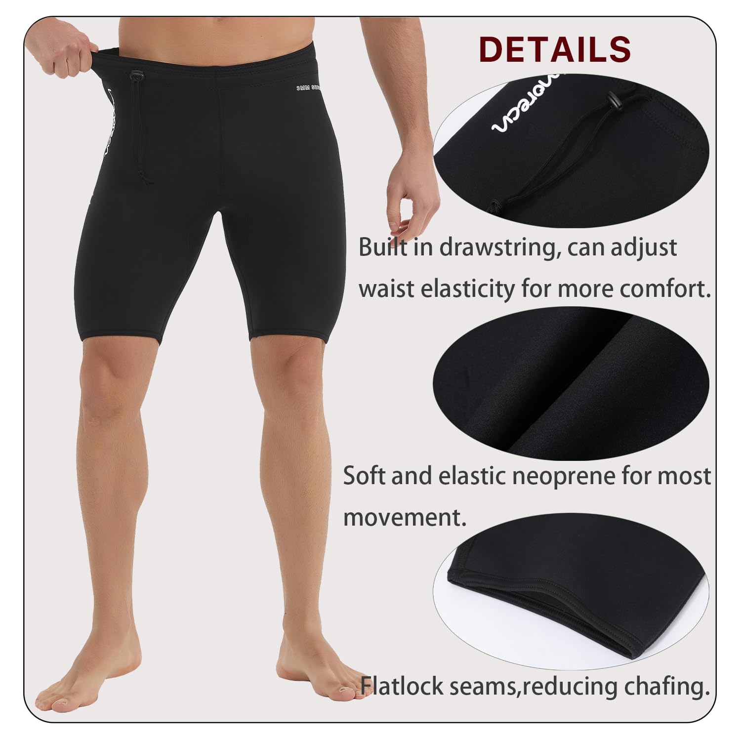 Lemorecn Wetsuits Pants Shorts 3mm Neoprene Canoeing Swimming Pants(1035,S)