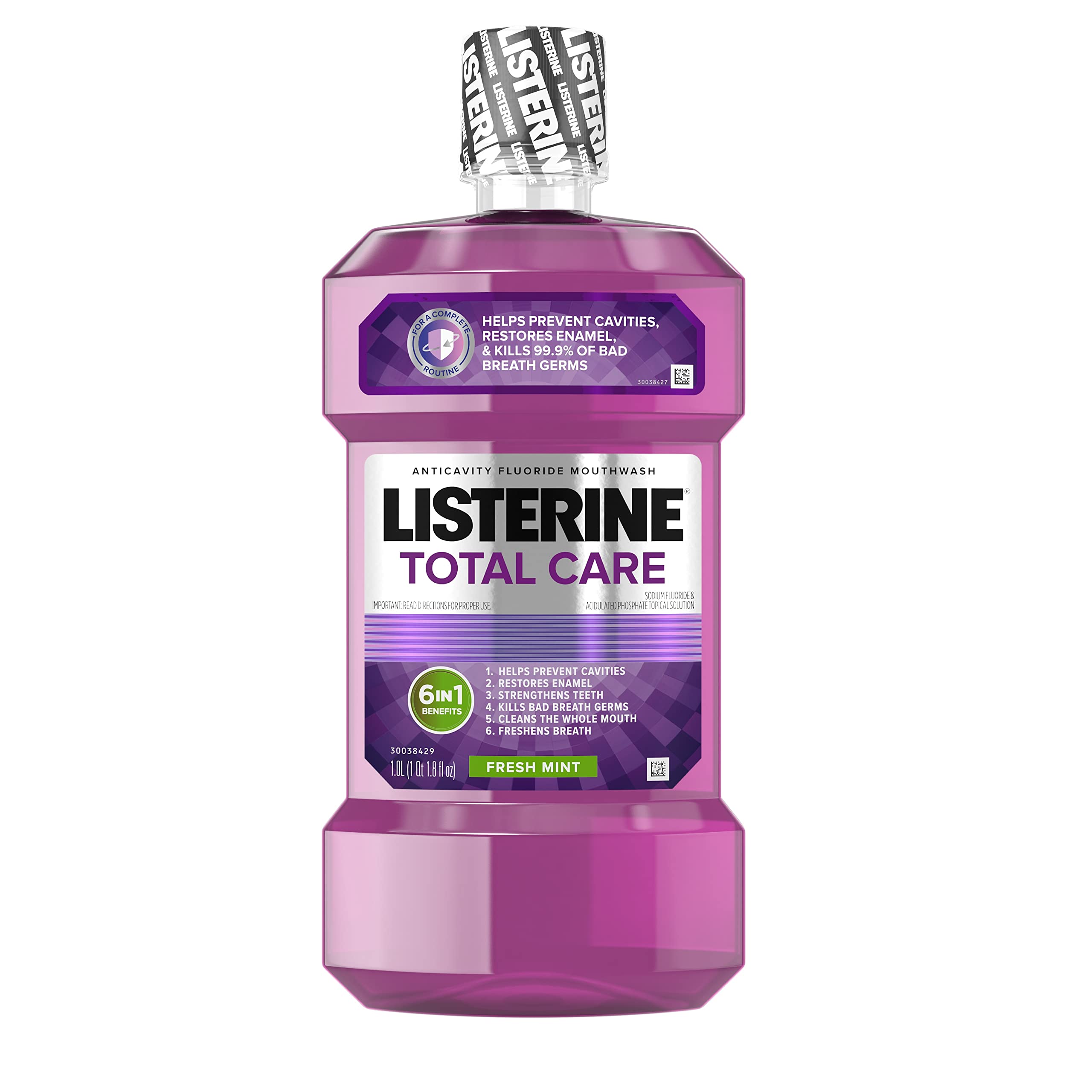 Listerine Total Care Anticavity Mouthwash, Fresh Mint, 1 L (Pack of 5)