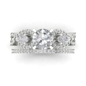 1.89 ct Round Cut Clear Simulated Diamond 14k White Gold Solitaire W/Accents Wedding Engagement Promise Ring Band size 10