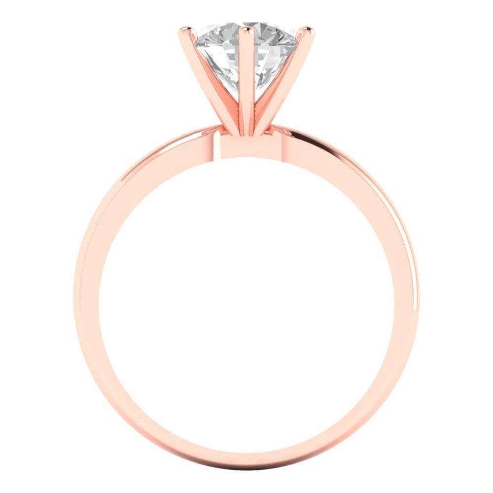 1.5 Ct Brilliant Round Cut Clear Simulated Diamond 14K Rose Gold Solitaire Engagement Promise Bridal Ring Size 10