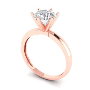 1.5 Ct Brilliant Round Cut Clear Simulated Diamond 14K Rose Gold Solitaire Engagement Promise Bridal Ring Size 10