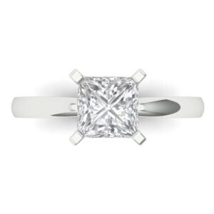 1.5 ct brilliant princess cut clear simulated diamond 14k white gold solitaire engagement promise bridal ring size 6.25