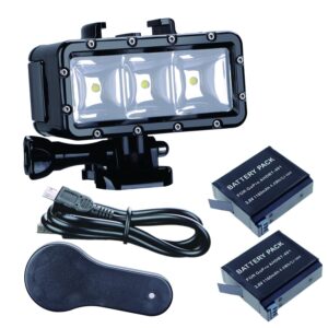 Suptig Waterproof Light High Power Dimmable Dual Battery Waterproof LED Video Light Fill Night Light Diving Underwater Light for Gopro Hero 11/10/9/8/7/6/5/4/3+/3 session more action cam