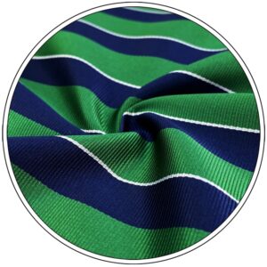 S&W SHLAX&WING Men's Ties Necktie Green Blue Stripe Classic Size 57.5"