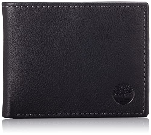 Timberland mens Wellington Leather Rfid Bifold Commuter Security Wallet, Black, One Size