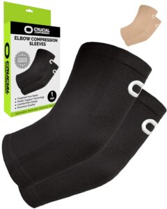 elbow brace compression sleeve (1 pair) - instant arm support elbow sleeves for tendonitis, arthritis, bursitis, golfers & tennis elbow brace, treatment, workouts, weightlifting, pain relief, recovery