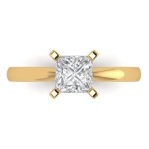 1 Ct Brilliant Princess Cut Clear Simulated Diamond 14K Yellow Gold Solitaire Engagement Promise Bridal Ring Size 5.5