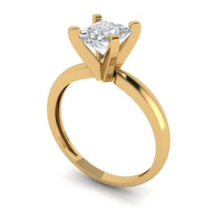 1 Ct Brilliant Princess Cut Clear Simulated Diamond 14K Yellow Gold Solitaire Engagement Promise Bridal Ring Size 5.5