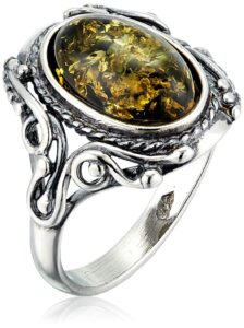 holidaygiftshops sterling silver and baltic green amber adult ring georgine- size 6.5