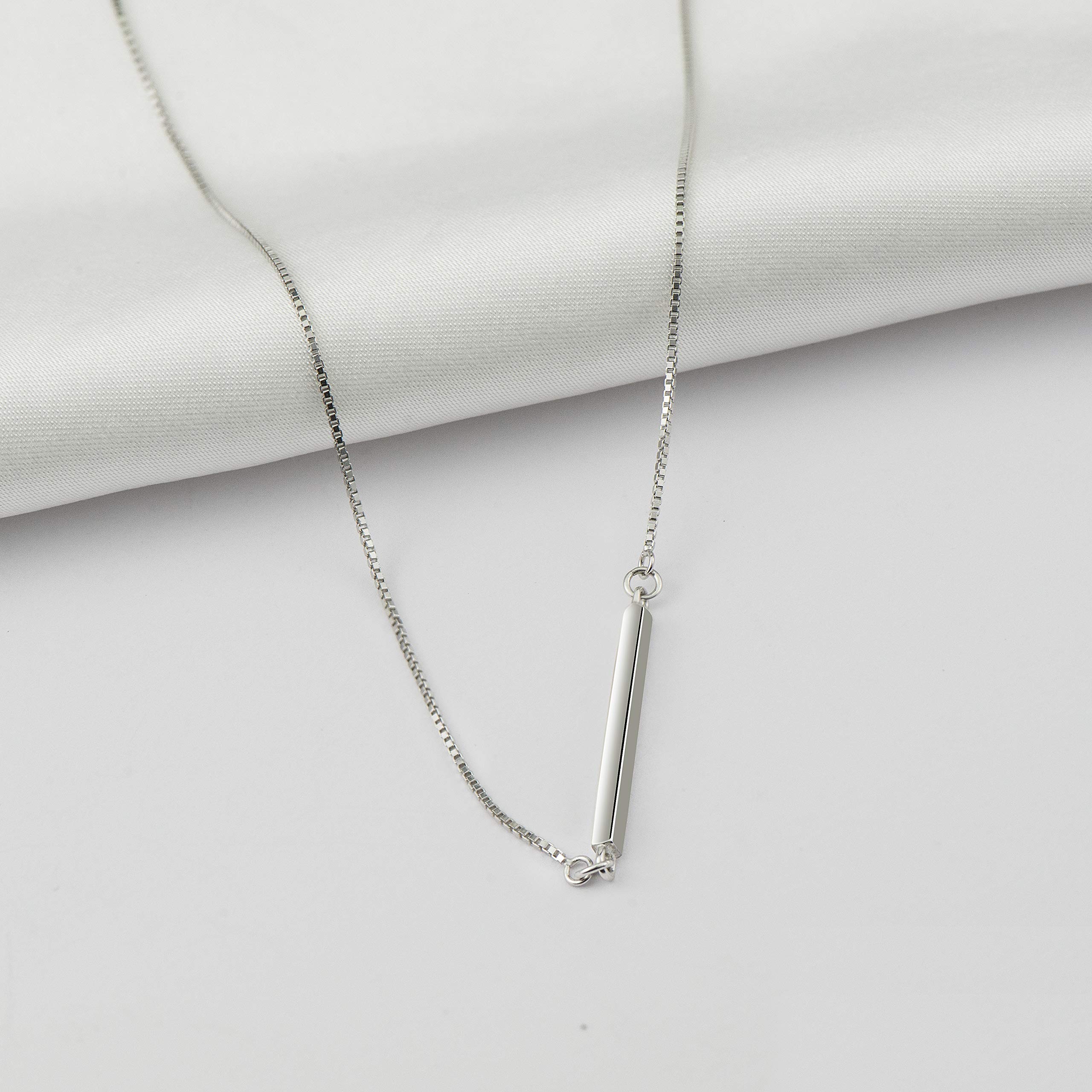 CISHOP Minimalist Balance Sterling Silver Bar Pendant Necklace for Women