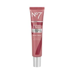 no7 restore & renew multi-action face & neck serum - anti aging serum for deep wrinkle repair - collagen infused face serum with a hydrating blend of hibiscus peptides & hyaluronic acid (1 fl oz)