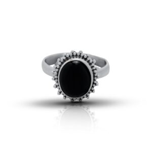 Black Onyx Ring 925 Sterling Vintage Tribal Gypsy Boho Look US Size 6 7 8 9 (6)