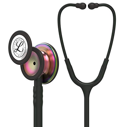 3M Littmann Classic III Monitoring Stethoscope, 5870, More Than 2X as Loud*, Weighs Less**, Stainless Steel Rainbow-Finish Chestpiece, 27" Black Tube, Stem and Headset