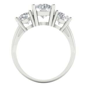 3.25 Ct Brilliant Round Cut Clear Simulated Diamond 14K White Gold Three Stone Engagement Promise Bridal Ring Size 7.75