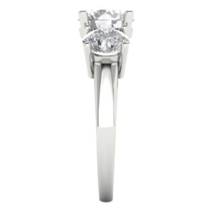 3.25 Ct Brilliant Round Cut Clear Simulated Diamond 14K White Gold Three Stone Engagement Promise Bridal Ring Size 7.75