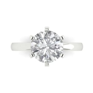 3 Ct Brilliant Round Cut Clear Simulated Diamond 14K White Gold Solitaire Engagement Promise Bridal Ring Size 9.75