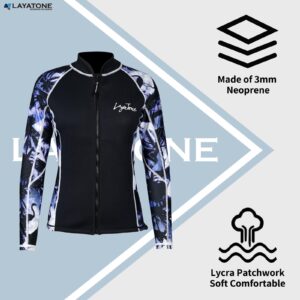 LayaTone Wetsuit Top Women 3mm Neoprene Wetsuit Jacket, Optional Neoprene/Lycra Sleeves Wetsuit Tops for Swimming Diving Surfing Canoeing