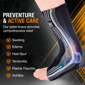 Doc Miller - Ankle Brace for Sprained Ankles, Achilles Tendonitis, Compression Support Sleeves for Women & Men, Best Brace for Pain Relief, Stability & Plantar Fasciitis Sock, 1 Pair, Gray, Large