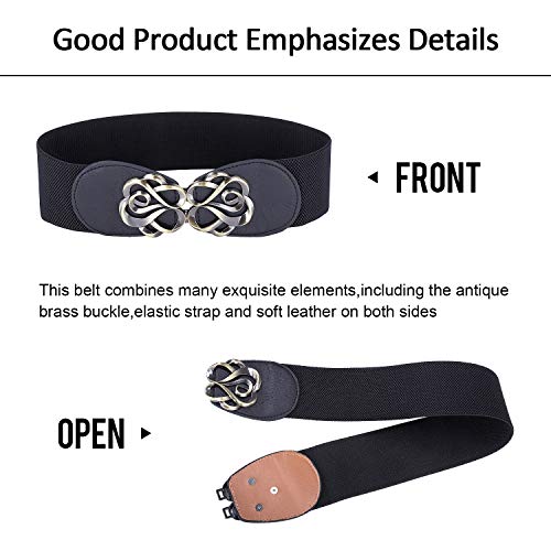 GRACE KARIN Belle Accessories Womens Floral Elastic Stretch Waist Belt Plus Size XX-Large, Black (CL0413-1)