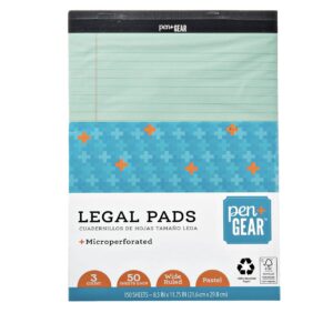 Pen+Gear 8.5" x 11.75" Pastel Legal Pads (Green, Blue, Pink)