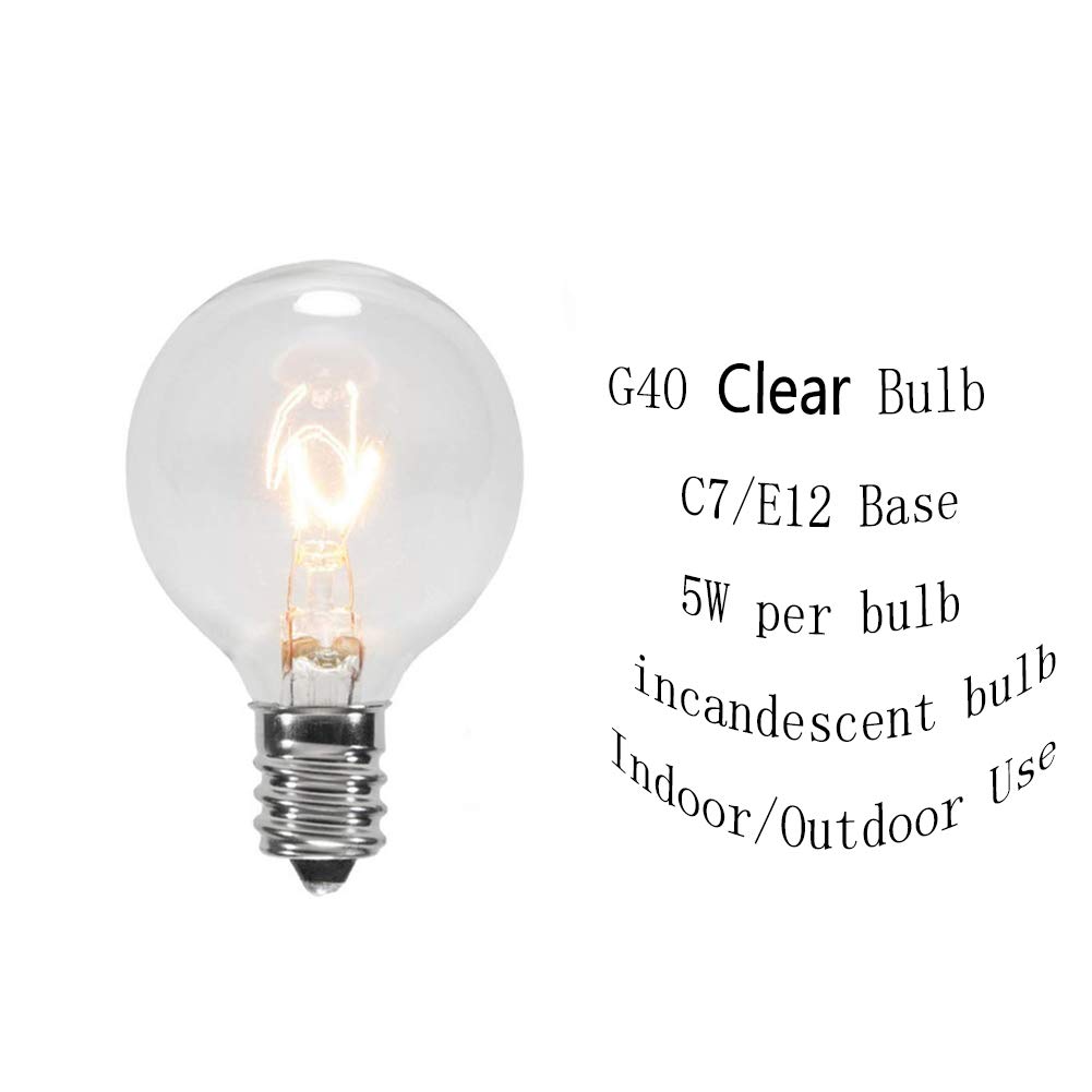 GOOTHY Clear Globe G40 Screw Base Light Bulbs Replacement 1.5-Inch, E12 Base, 25 Pack