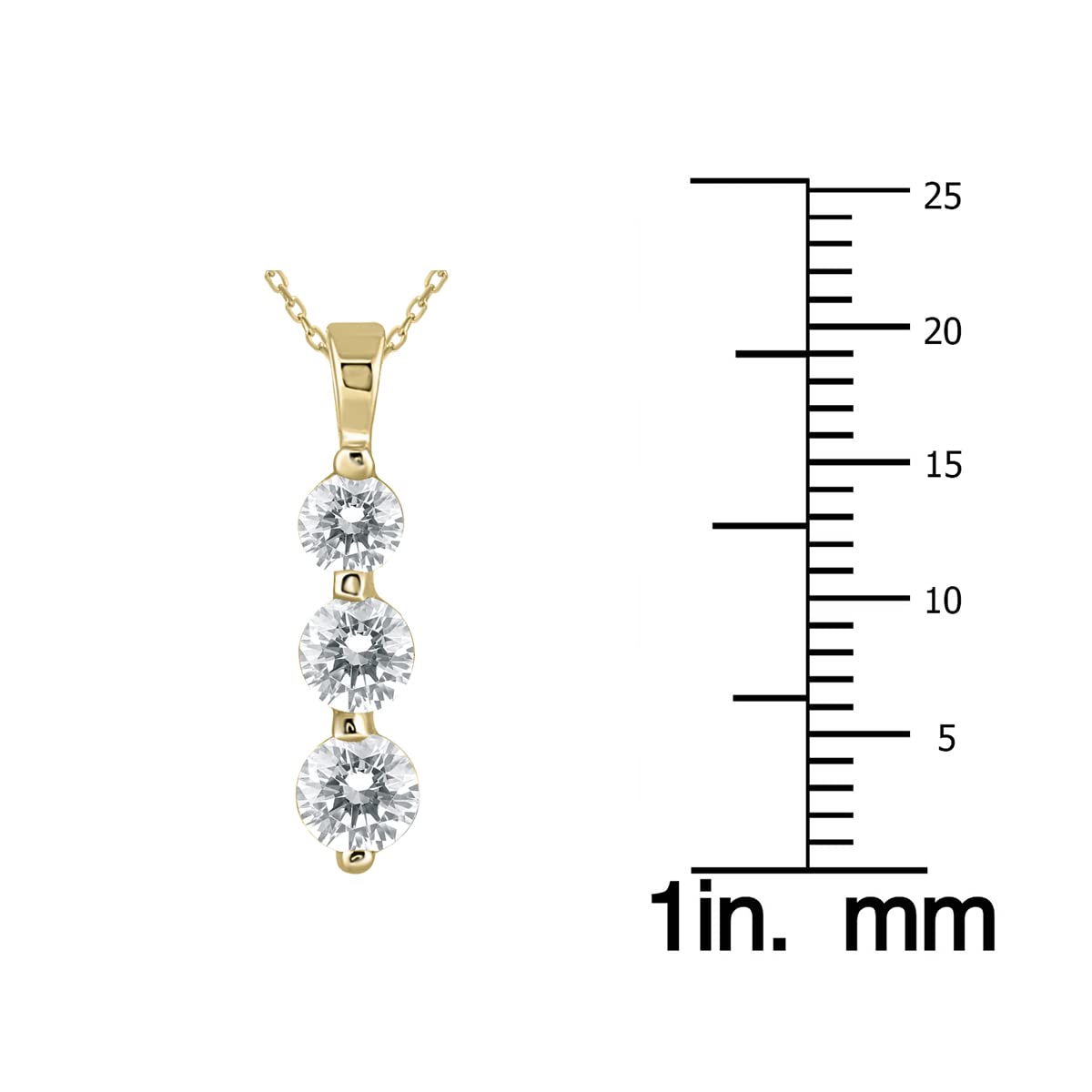 1 Carat TW Three Stone Diamond Pendant in 14K Yellow Gold