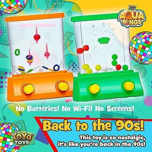 YoYa Toys Handheld Games - Miniature Aqua Arcade Set with Fish Ring Toss & Basketball, Handheld Toys for Kids & Adults, Retro Pastime Games, Original Waterful Ring Toss in Gift Box