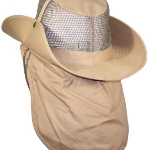 Tropic Hats Summer Wide Brim Mesh Safari/Outback W/Neck Flap & Snap Up Sides - Khaki XXXL