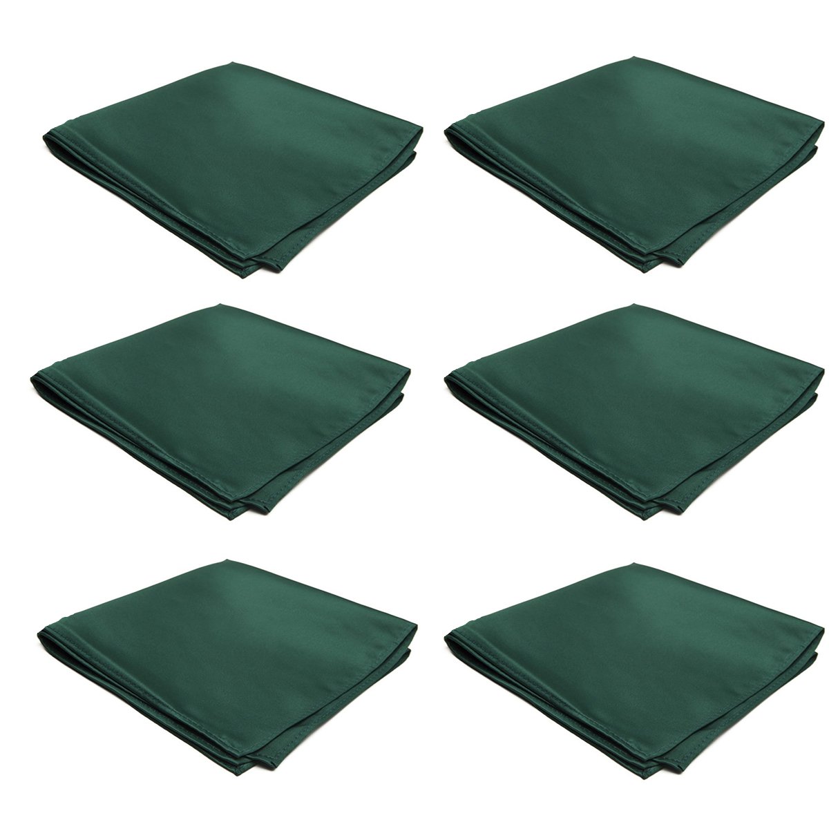 Mens Pocket Squares Handkerchief 6 PK Wedding Party Solid Color Handkerchiefs (Forest)