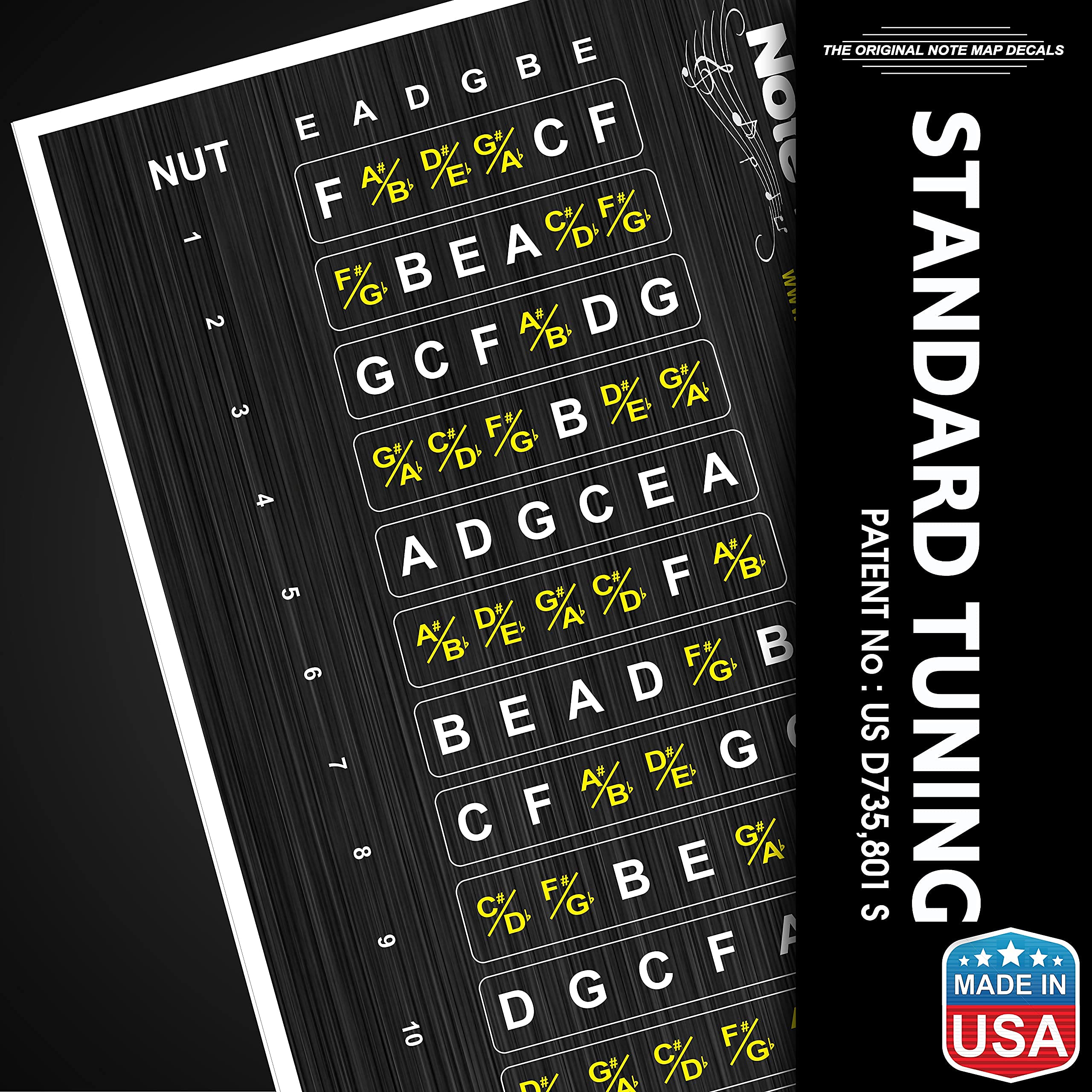 Guitar Fretboard Note Map Decals/Stickers for learning and Practicing Notes, Chords and Scales on Electric and Acoustic Guitar