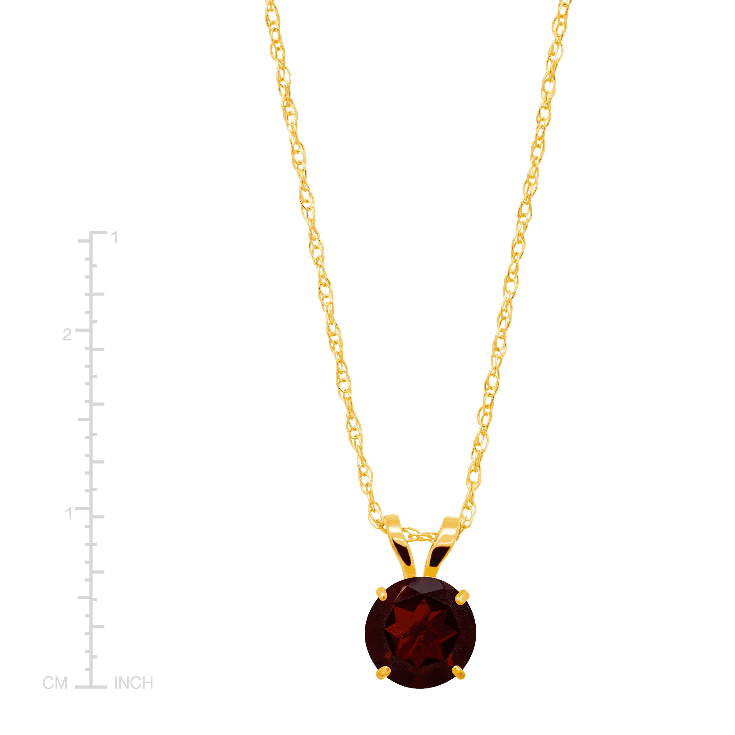 Finecraft Round-Cut Garnet Birthstone Pendant Necklace in 10K Yellow Gold, 18"