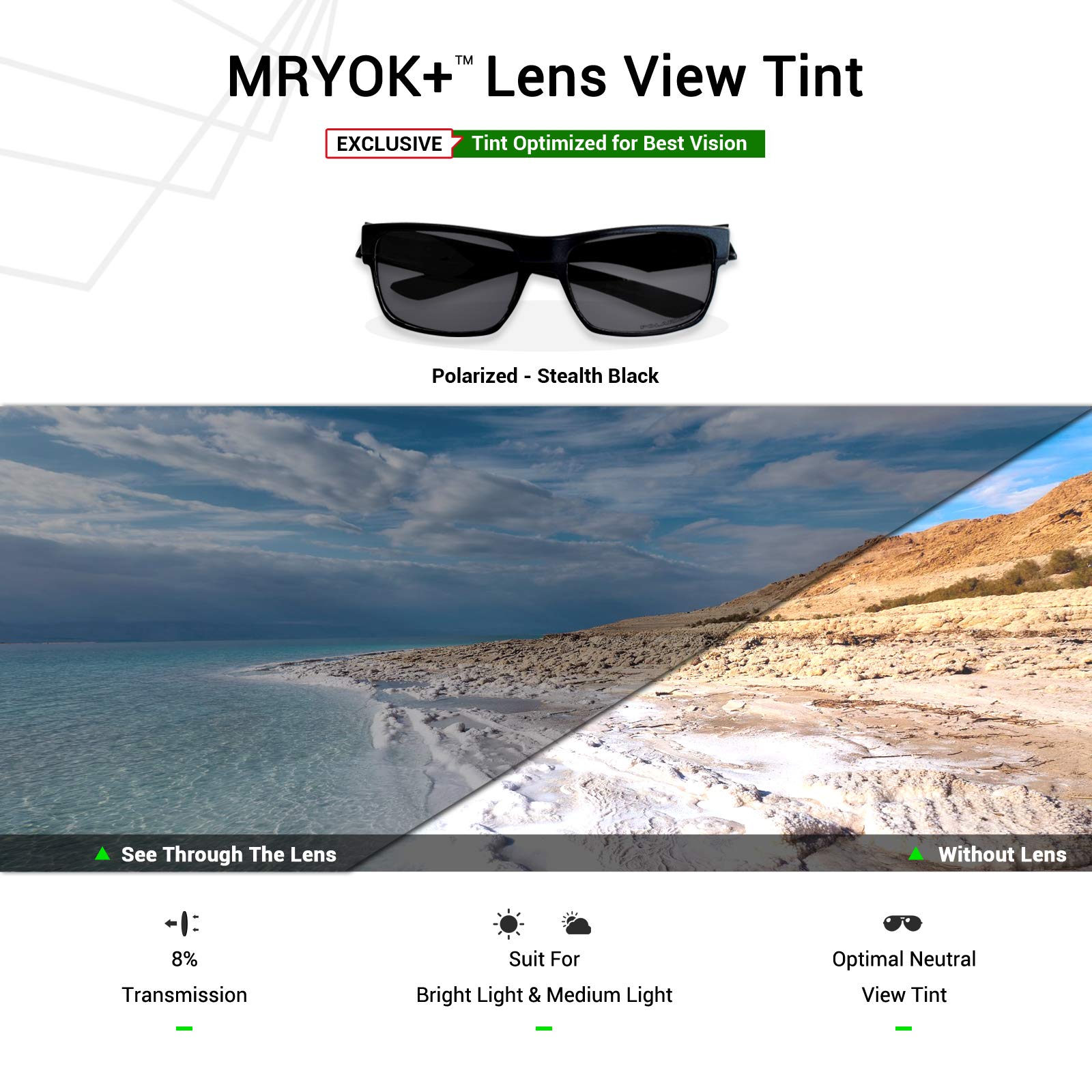 Mryok+ Polarized Replacement Lenses for Oakley Gascan OO9014 - Stealth Black