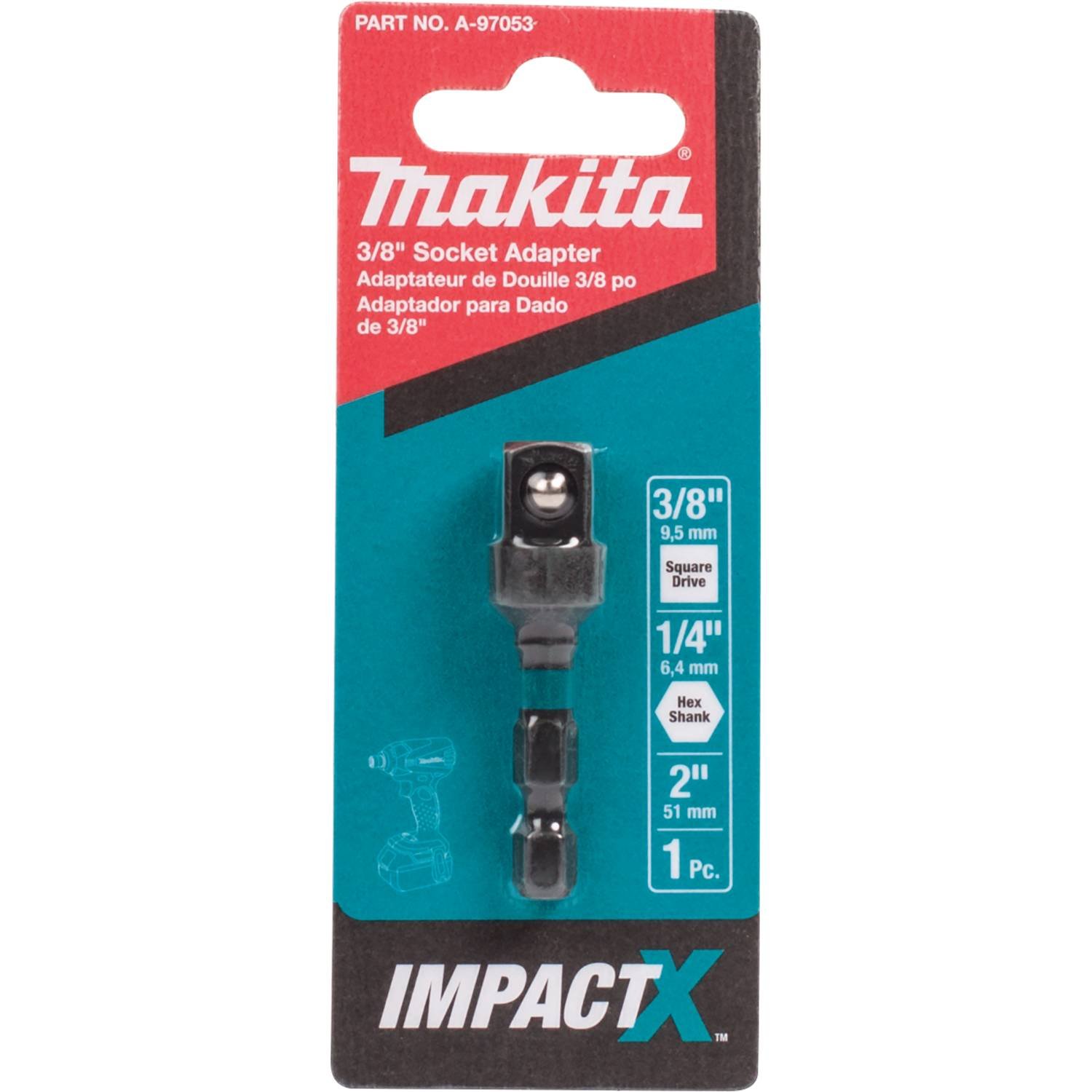 Makita A-97053 Impactx 3/8″ x 2″ Socket Adapter